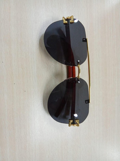 Premium Rimless Aviator Sunglasses (Pack of 1 )